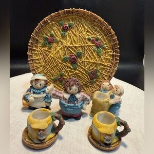 Miniature Raggedy Ann and Andy Tea Set